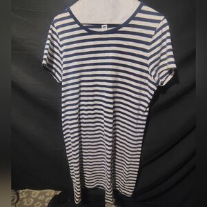 Striped Navy and White Midi Dress